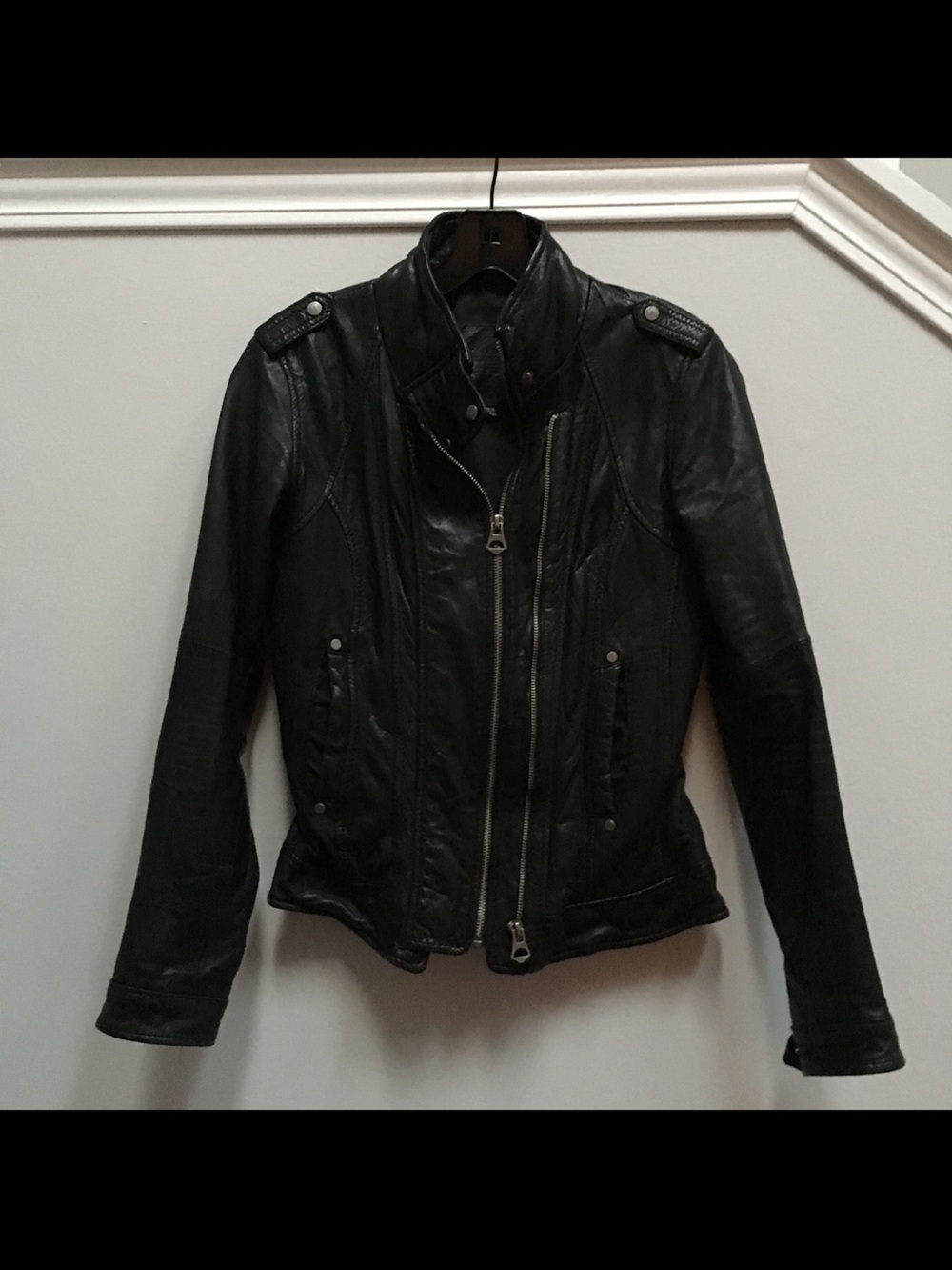 Bershka Black Leather Style Moto Jacket